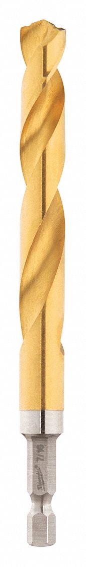 MILWAUKEE, 7/16 in Drill Bit Size, 3 1/8 in Flute Lg, Hex Shank Drill ...