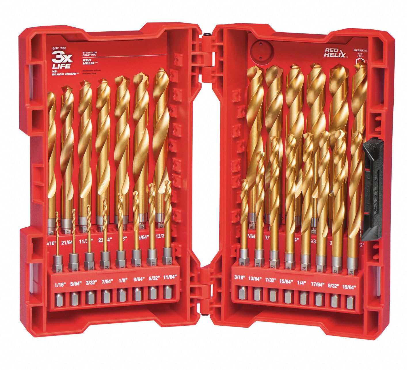 MILWAUKEE Hex Shank Drill Set, Number of Drill Bits 29, 135°, Split