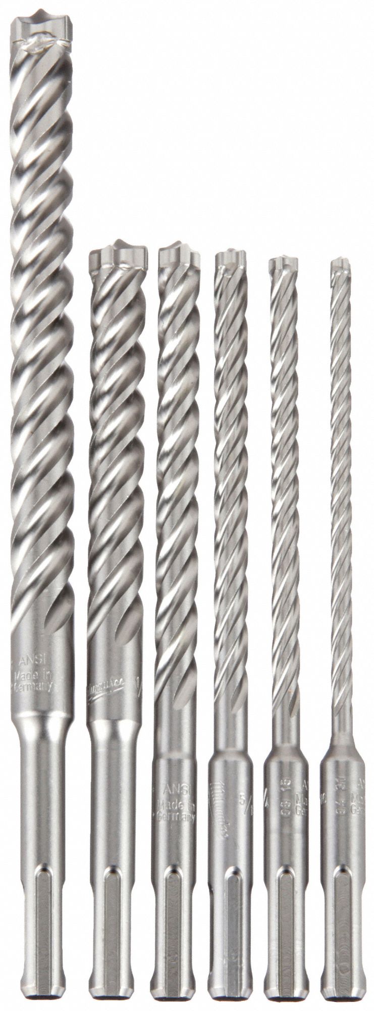 Rotary Hammer Drill Set: 1/2 in_1/4 in_3/8 in_3/16 in_5/8 in_5/16 in Drill Bit Size