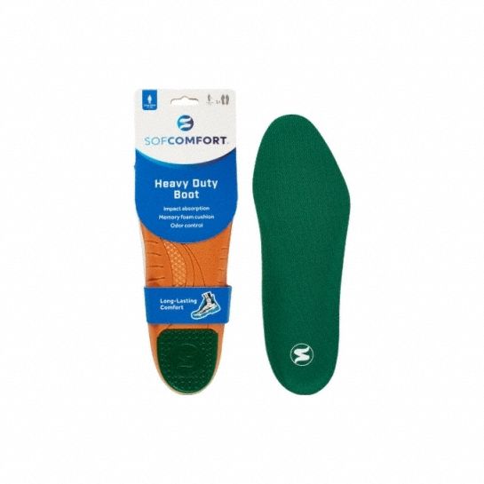 Insole: Fatigue, Green/Orange, Medium, Cushioning/Molded, Men's, Round, 1 PR
