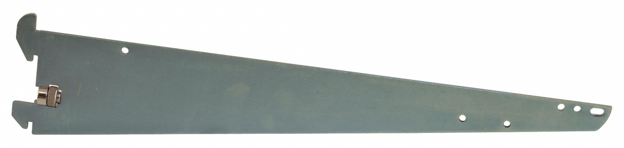 Shelving Bracket: Single, 2 in Slot Spacing, 1 in Slot Lg, 1/8 in x 16 in x 3 in, Silver