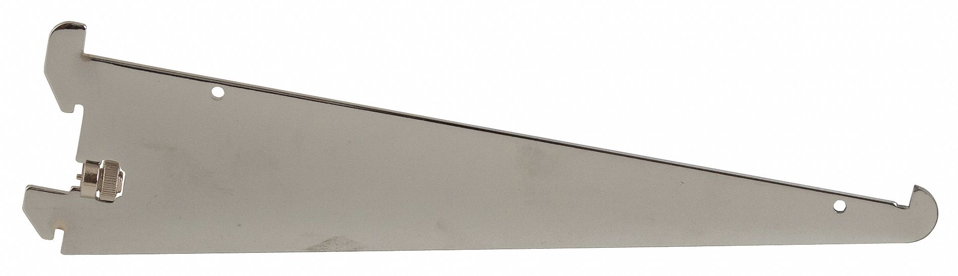 Shelving Bracket: Single, 2 in Slot Spacing, 1 in Slot Lg, 1/8 in x 12 in x 3 in, Silver
