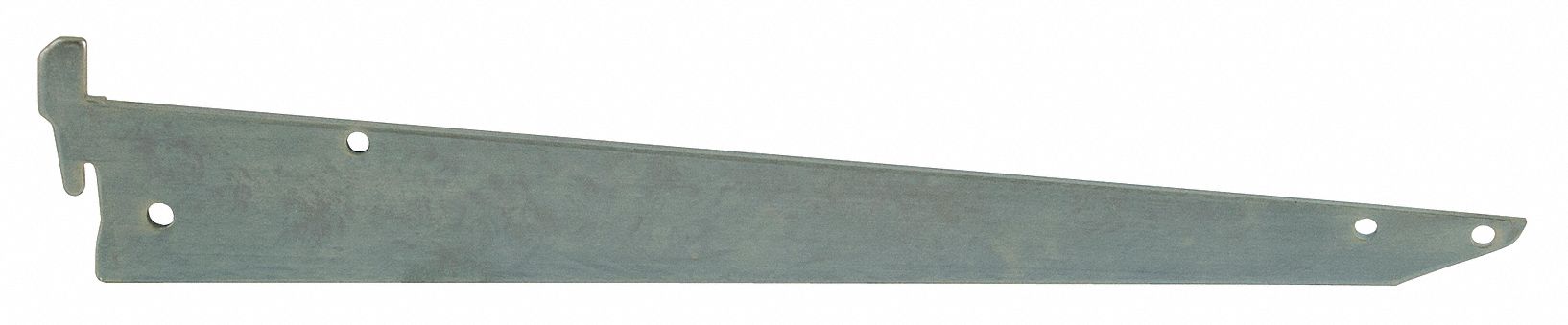 Shelving Bracket: Single, 2 in Slot Spacing, 1 in Slot Lg, 1/2 in x 12 in x 1 1/2 in, Chrome