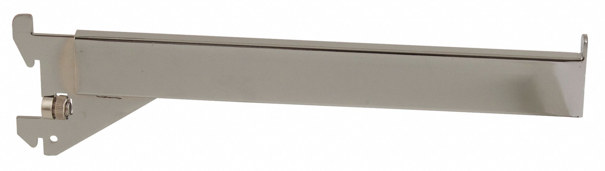 Straight Arm: Single, 2 in Slot Spacing, 1 in Slot Lg, 1/4 in x 12 in x 3 in, Chrome, Silver