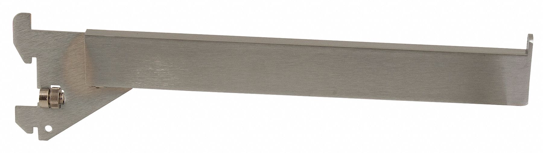 Straight Arm: Single, 2 in Slot Spacing, 1 in Slot Lg, 1/4 in x 12 in x 3 in, Satin-Chrome