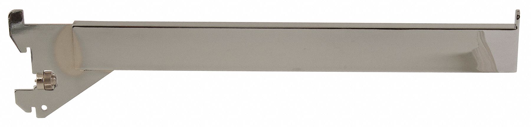 Straight Arm: Single, 2 in Slot Spacing, 1 in Slot Lg, 1/4 in x 14 in x 3 in, Chrome, Silver