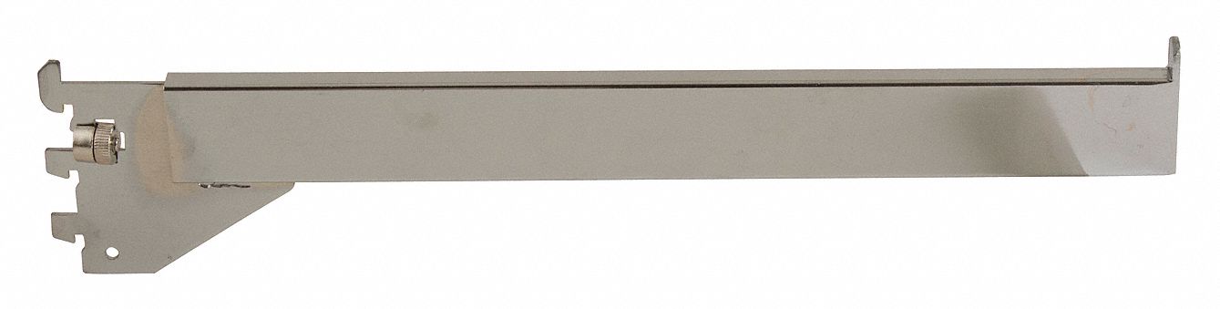 Faceout: Single, 1 in Slot Spacing, 1/2 in Slot Lg, 1/4 in x 14 in x 1 in, Chrome, Silver