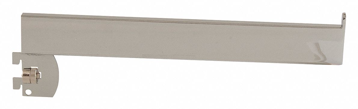 Straight Arm: Single, 1 in Slot Spacing, 1/2 in Slot Lg, 1/4 in x 12 in x 3 in, Chrome