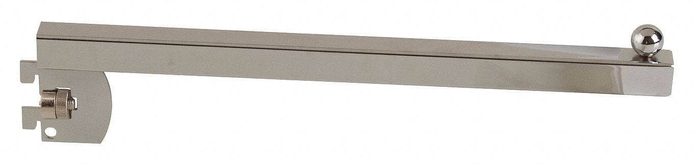 Straight Arm: Single, 1 in Slot Spacing, 1/2 in Slot Lg, 1 in x 12 in x 1 in, Chrome, Silver