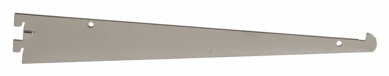 Shelving Bracket: Single, 1 in Slot Spacing, 1/2 in Slot Lg, 1/8 in x 12 in x 3 in, Chrome