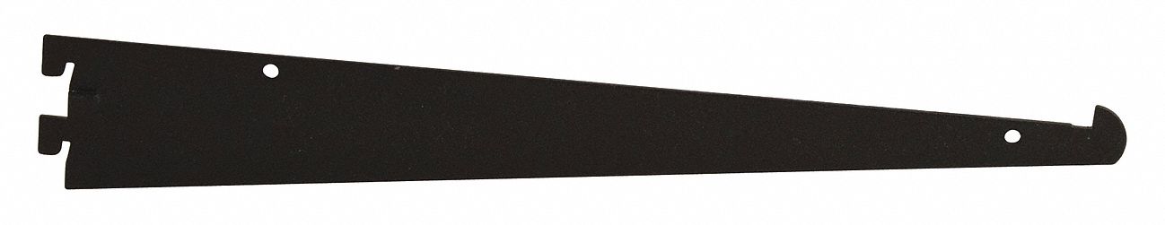 Shelving Bracket: Single, 1 in Slot Spacing, 1/2 in Slot Lg, 1/8 in x 12 in x 3 in, Matte