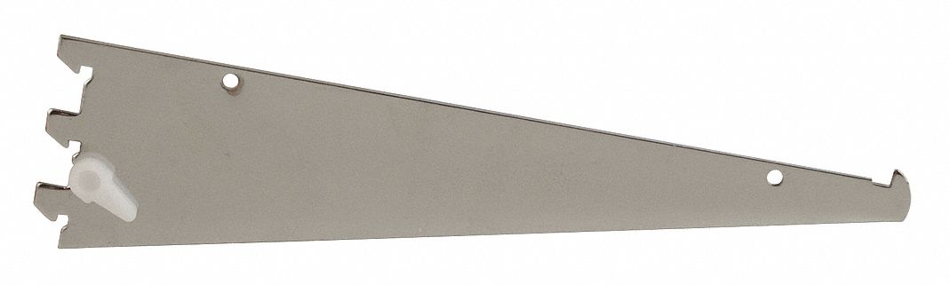 Shelving Bracket: Single, 1 in Slot Spacing, 1/2 in Slot Lg, 1/8 in x 10 in x 3 in, Chrome