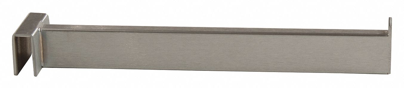 Faceout: 1/2 in x 12 in x 1 1/2 in, For Rectangular Tube Shape, End Tab, Silver, 24 PK