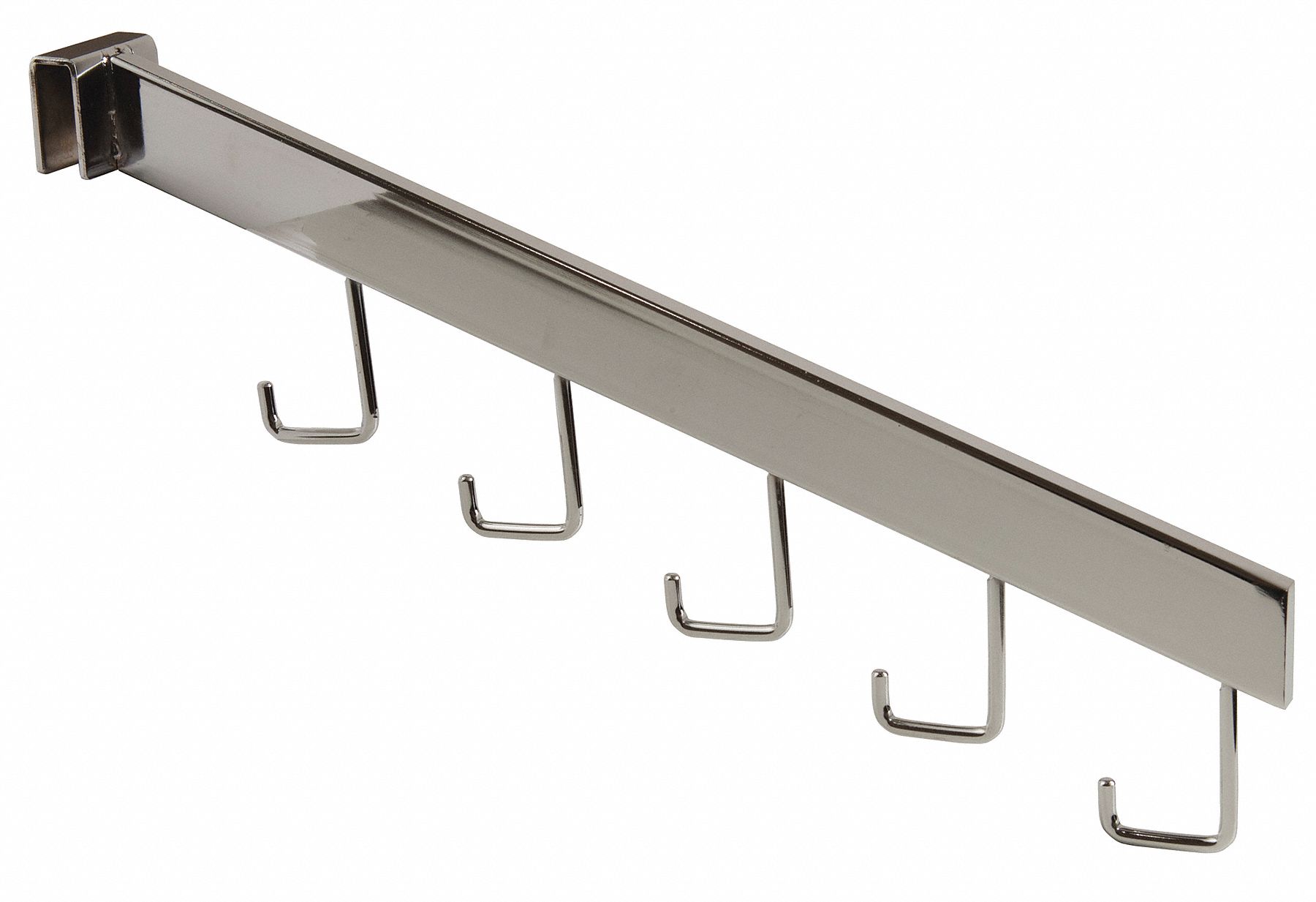 Hook Waterfall: 1/4 in x 18 in x 1 1/2 in, For Rectangular Tube Shape, Silver, Chrome, 24 PK