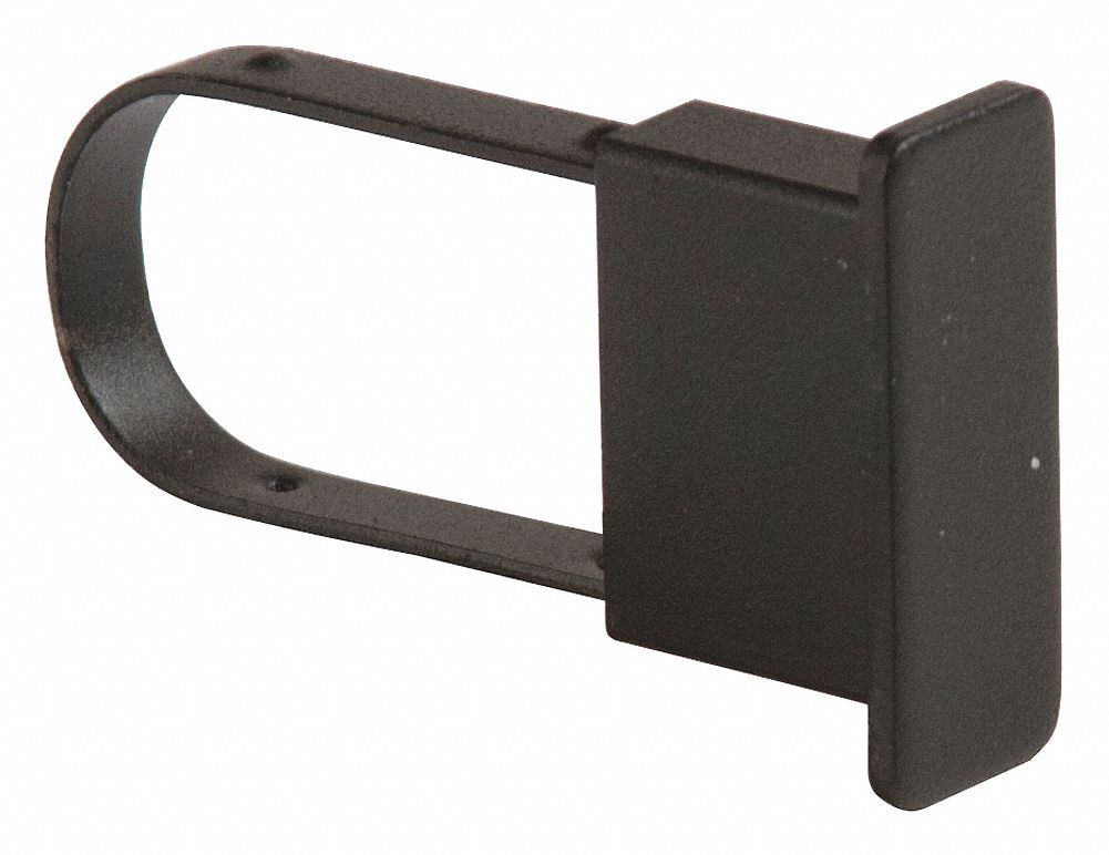 End Cap: 1/4 in x 2 in x 1 in, For Rectangular Tube Shape, Black, Matte, 16 ga Gauge, 100 PK