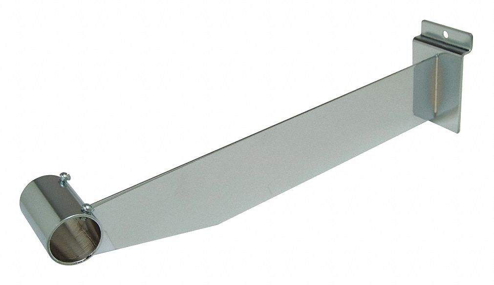 Tubing Bracket: 1 1/16 in x 12 in x 1 1/2 in, Silver, Chrome, 16 ga Gauge, 24 PK