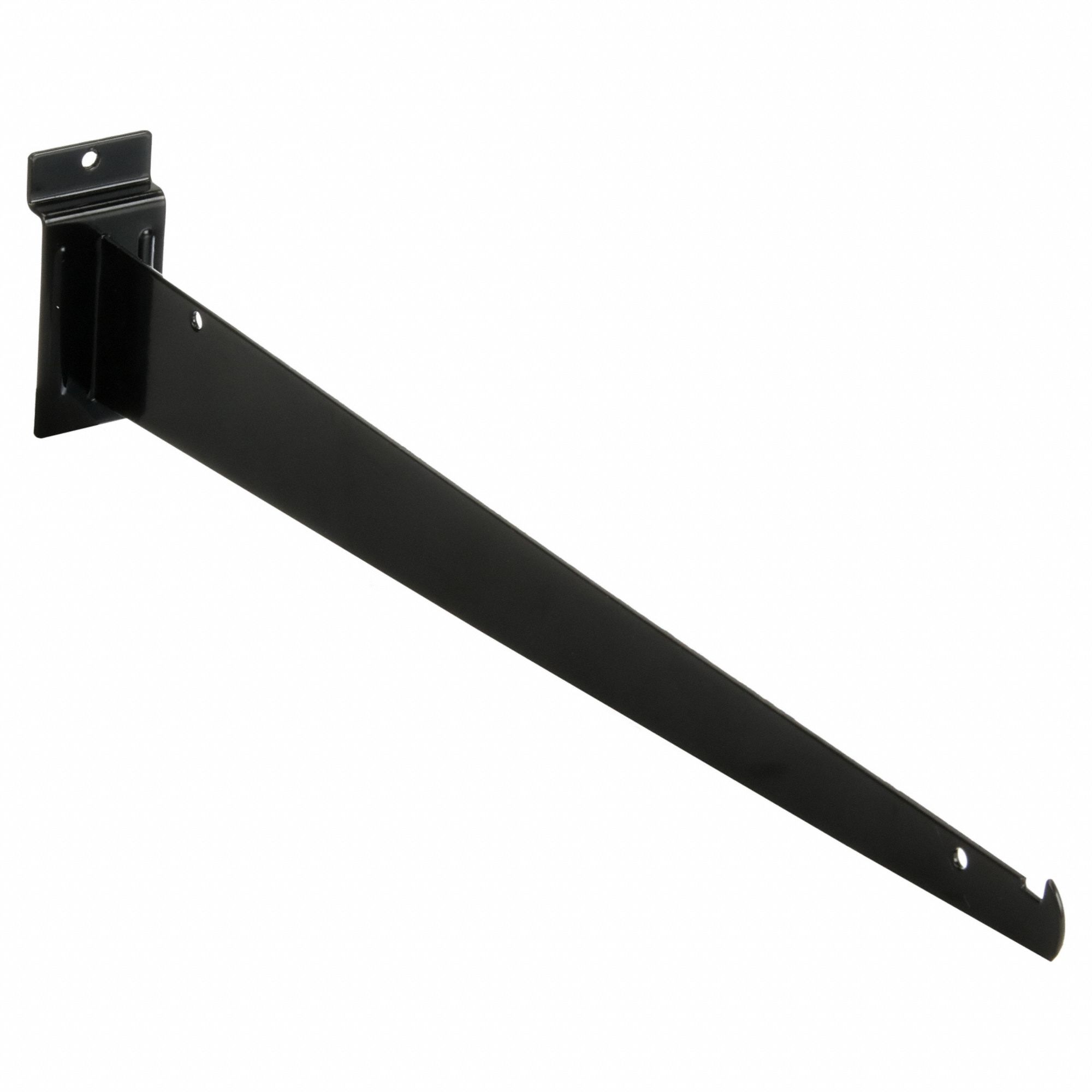 Shelving Bracket: 1/8 in x 16 in x 3 in, 40 lb Load Capacity, Steel, Semi Gloss, Black
