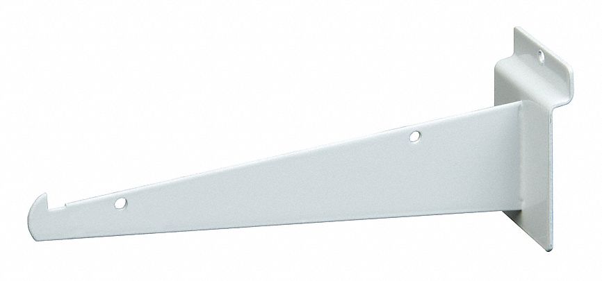 Shelving Bracket: 1/8 in x 8 in x 3 in, 40 lb Load Capacity, Steel, Semi Gloss, White
