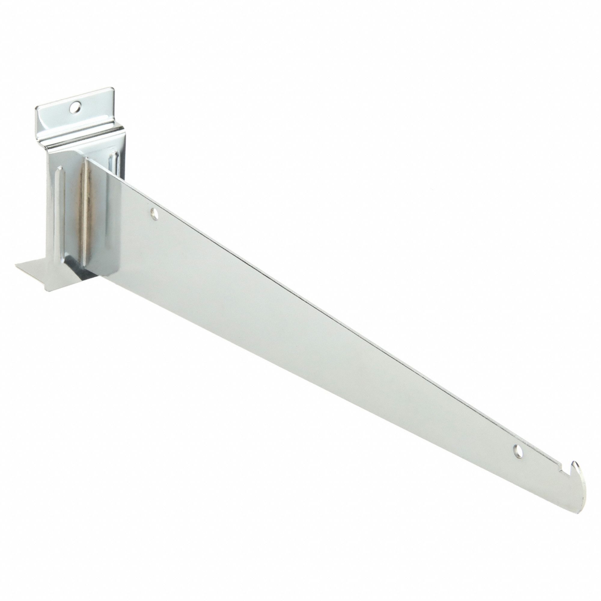 Shelving Bracket: 1/8 in x 12 in x 3 in, 35 lb Load Capacity, Steel, Chrome, Silver, SW/12KB