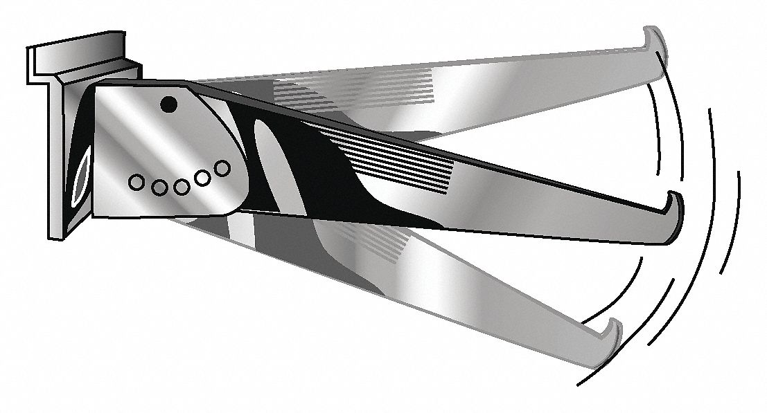 Adjustable Shelving Bracket: 1/8 in x 12 in x 3 in, 35 lb Load Capacity, Steel, Chrome