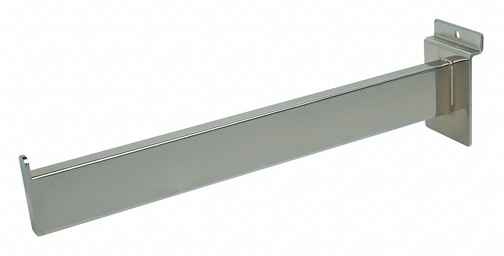 Faceout: 1/2 in x 12 in x 1 1/2 in, End Tab, Silver, Chrome, 24 PK