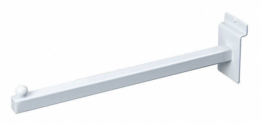 Straight Arm: 1/8 in x 12 in x 3 in, Ball, White, Semi Gloss, 24 PK