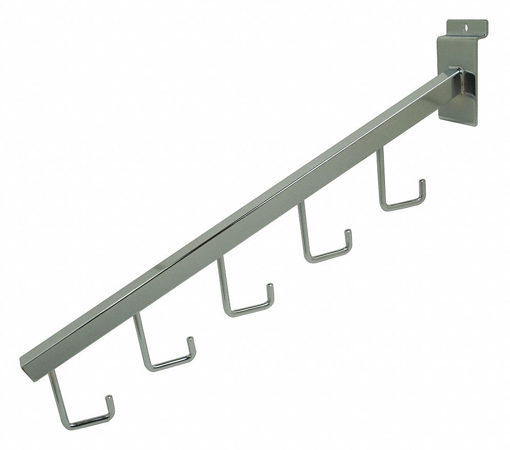 Hook Waterfall: 1/8 in x 16 in x 3 in, Silver, Chrome, 24 PK