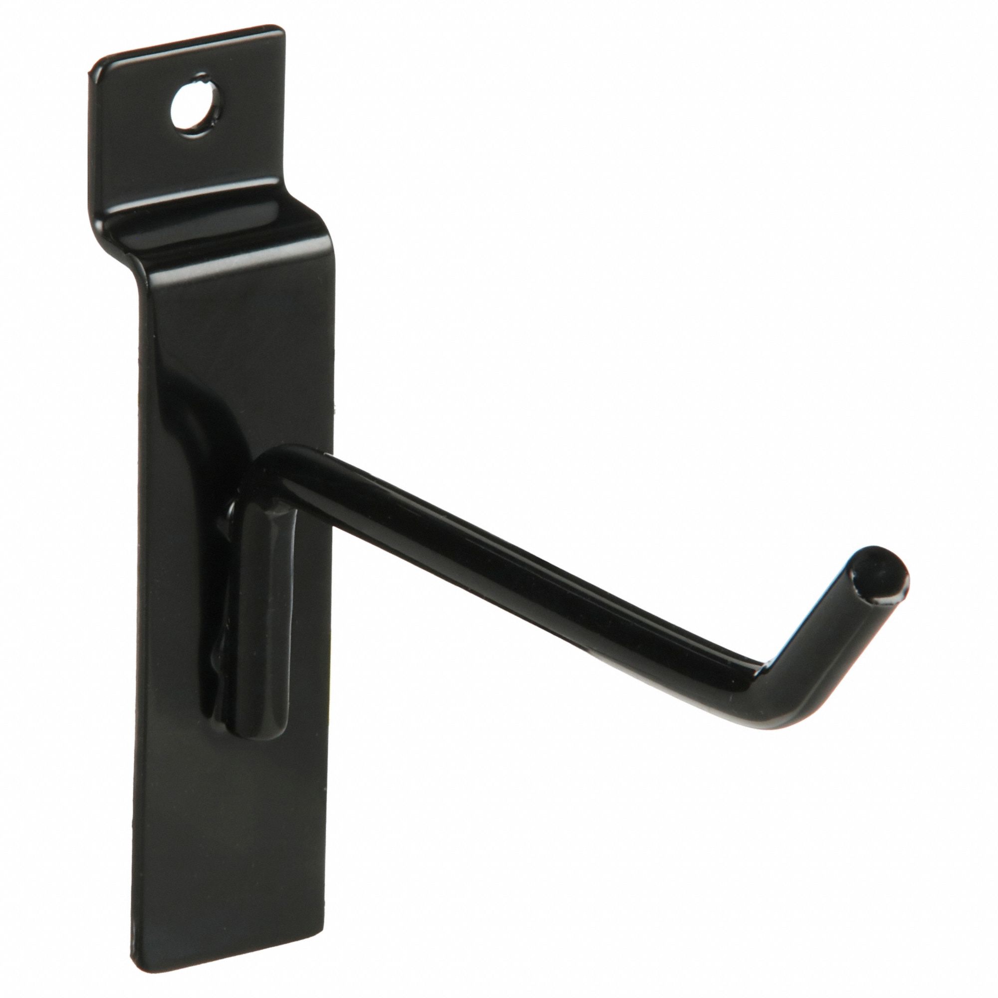 Hook: 1/2 in x 4 in x 1/2 in, 15 lb Load Capacity, Steel, Semi Gloss, Black