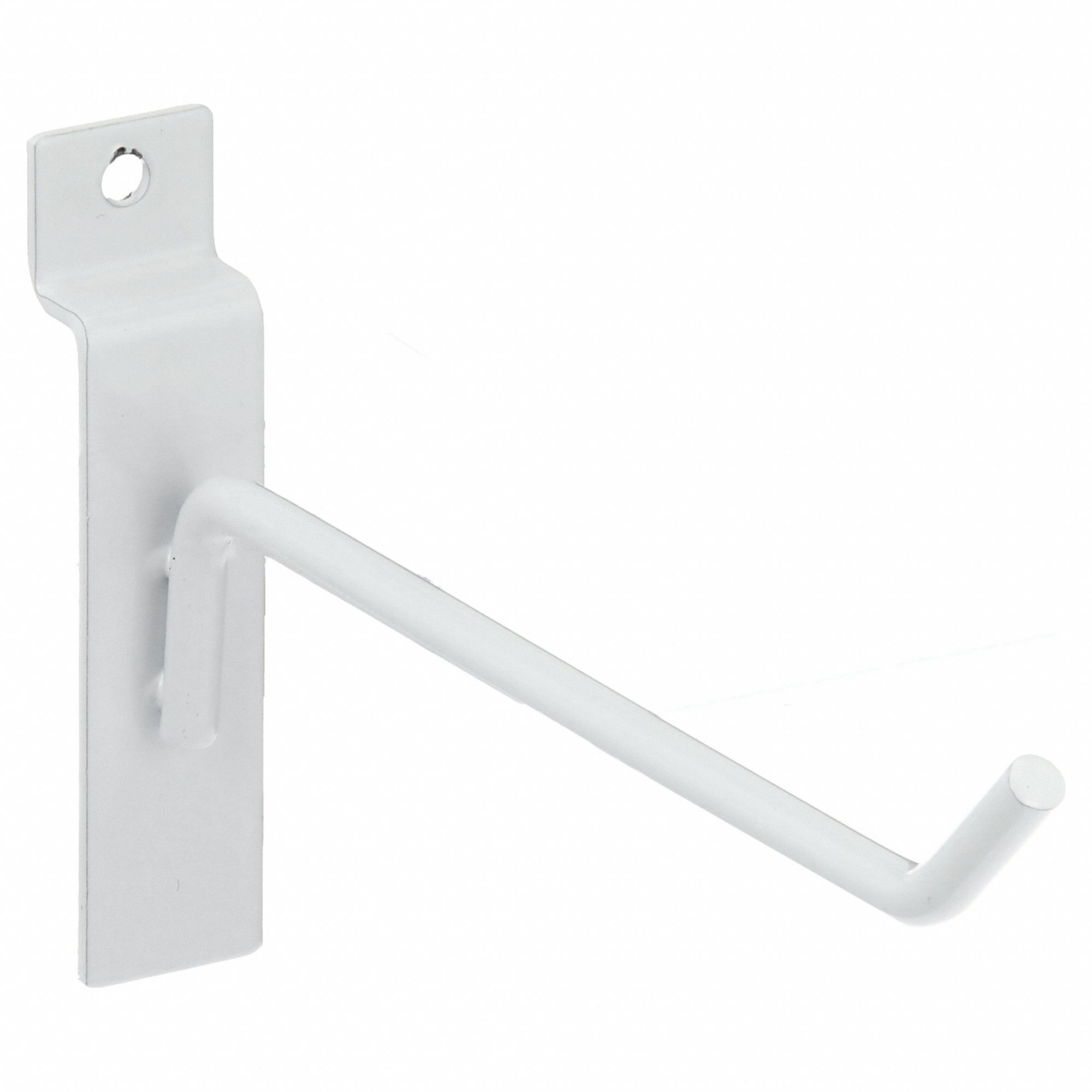 Hook: White, 1/2 in Overall Ht, 1/2 in Overall Wd, 6 in Overall Dp, 40 lb Capacity, Steel, 96 PK