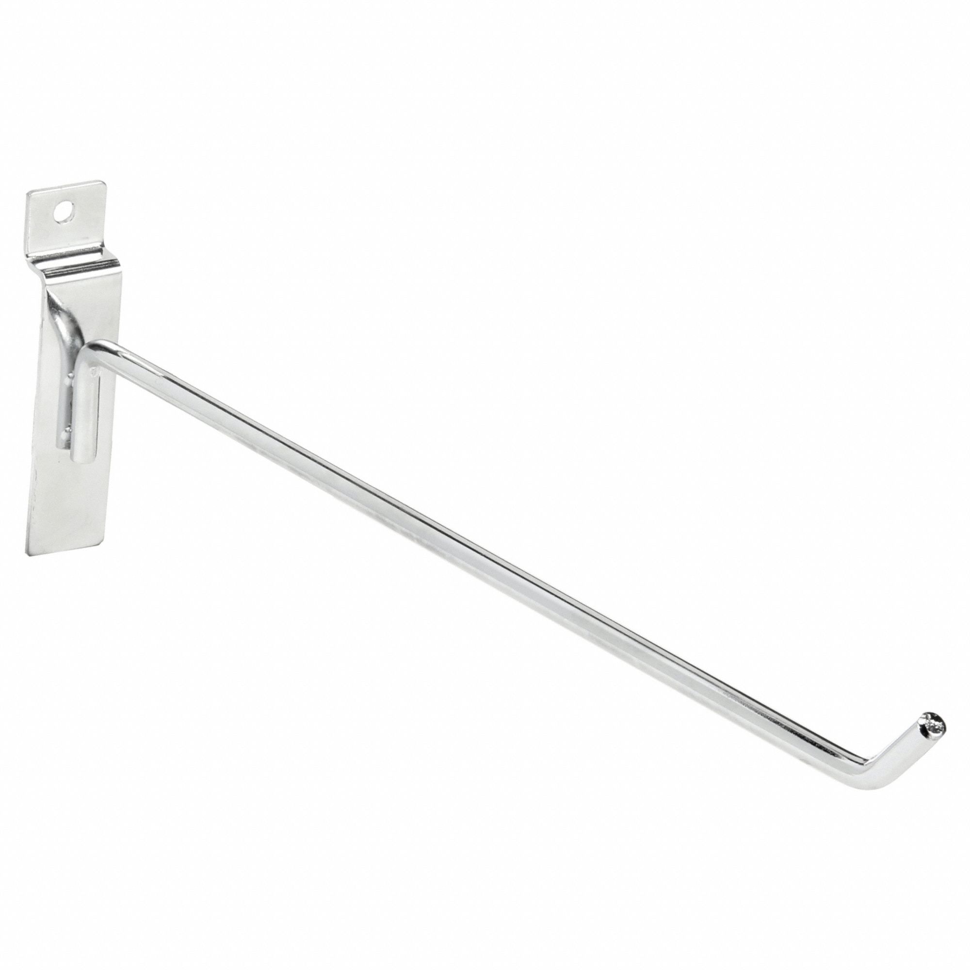 Hook: Silver, 1/4 in Overall Ht, 1/4 in Overall Wd, 12 in Overall Dp, 25 lb Capacity, Steel, 96 PK