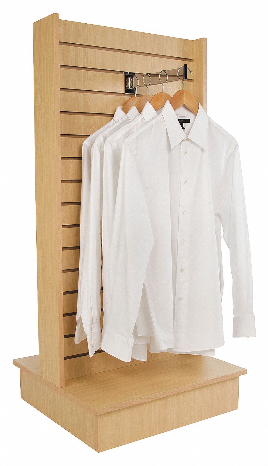 Two Way Slatwall Merchandiser: 24 in x 24 in x 54 in, 2 Panels, MDF/Melamine, Maple, 0 Hooks