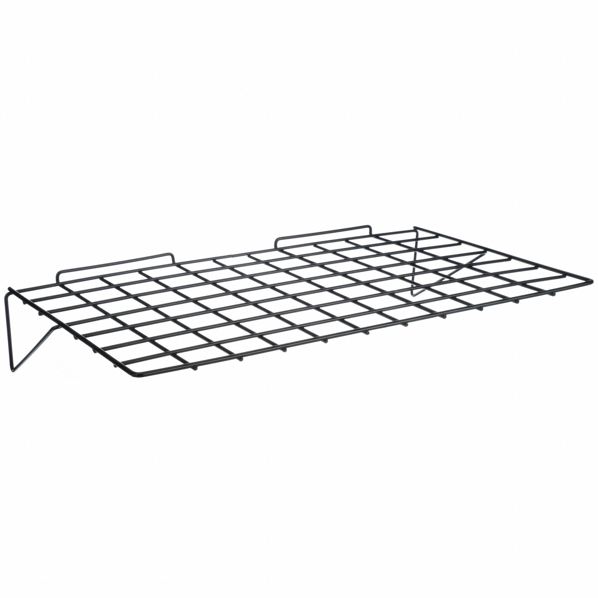 Straight Shelf: 24 in x 12 in x 1/16 in, 50 lb Load Capacity, Steel, Semi Gloss, Black