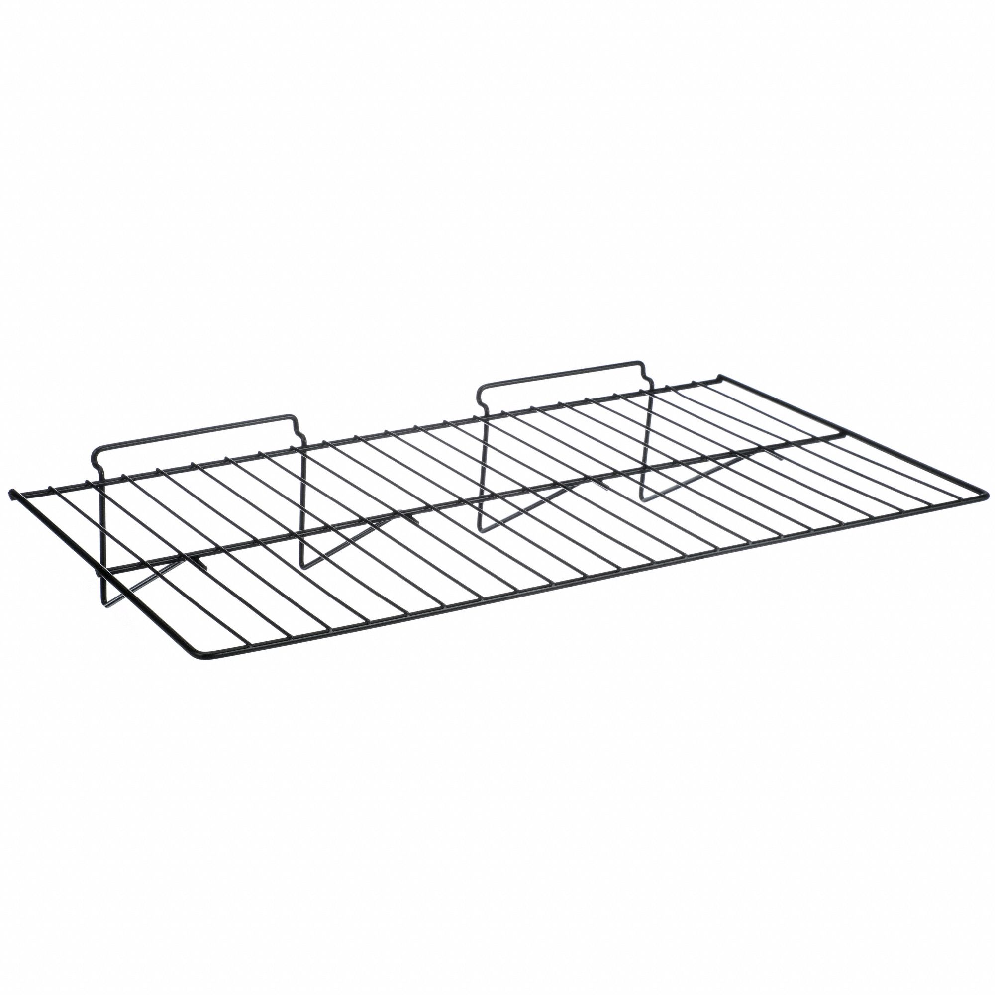 Slatwall Merchandiser Shelf: 24 in x 12 in x 1/4 in, 10 lb Load Capacity, Steel, Semi Gloss
