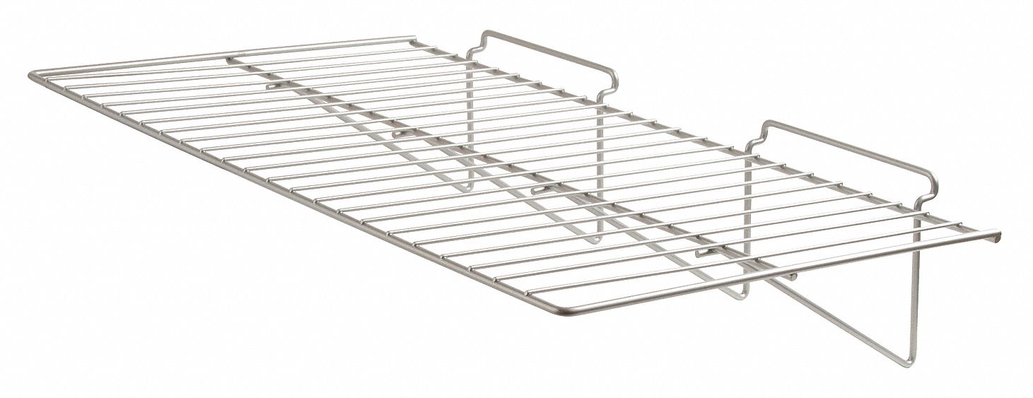 Slatwall Merchandiser Shelf: 12 in x 24 in x 1/4 in, 10 lb Load Capacity, Steel, Semi Gloss