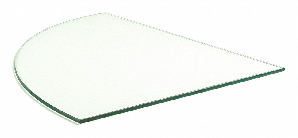 Tempered Quarter Round Glass: 3/16 in Overall Ht, 14 in Overall Wd, 14 in Overall Dp