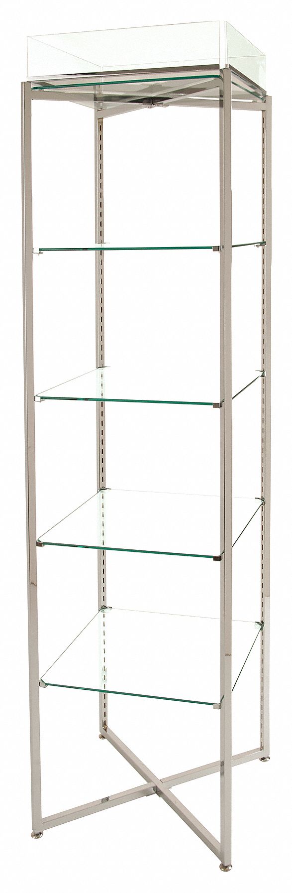 Glass Fldng Tower, Steel/Glass, 18"L, 18"W