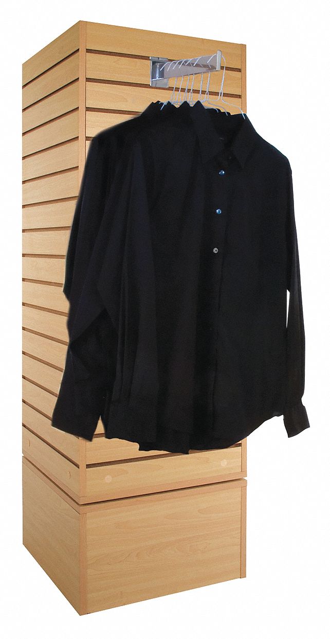 Rotating Slatwall Merchandiser: 18 in x 18 in x 60 in, 4 Panels, MDF/Melamine, Maple, Matte