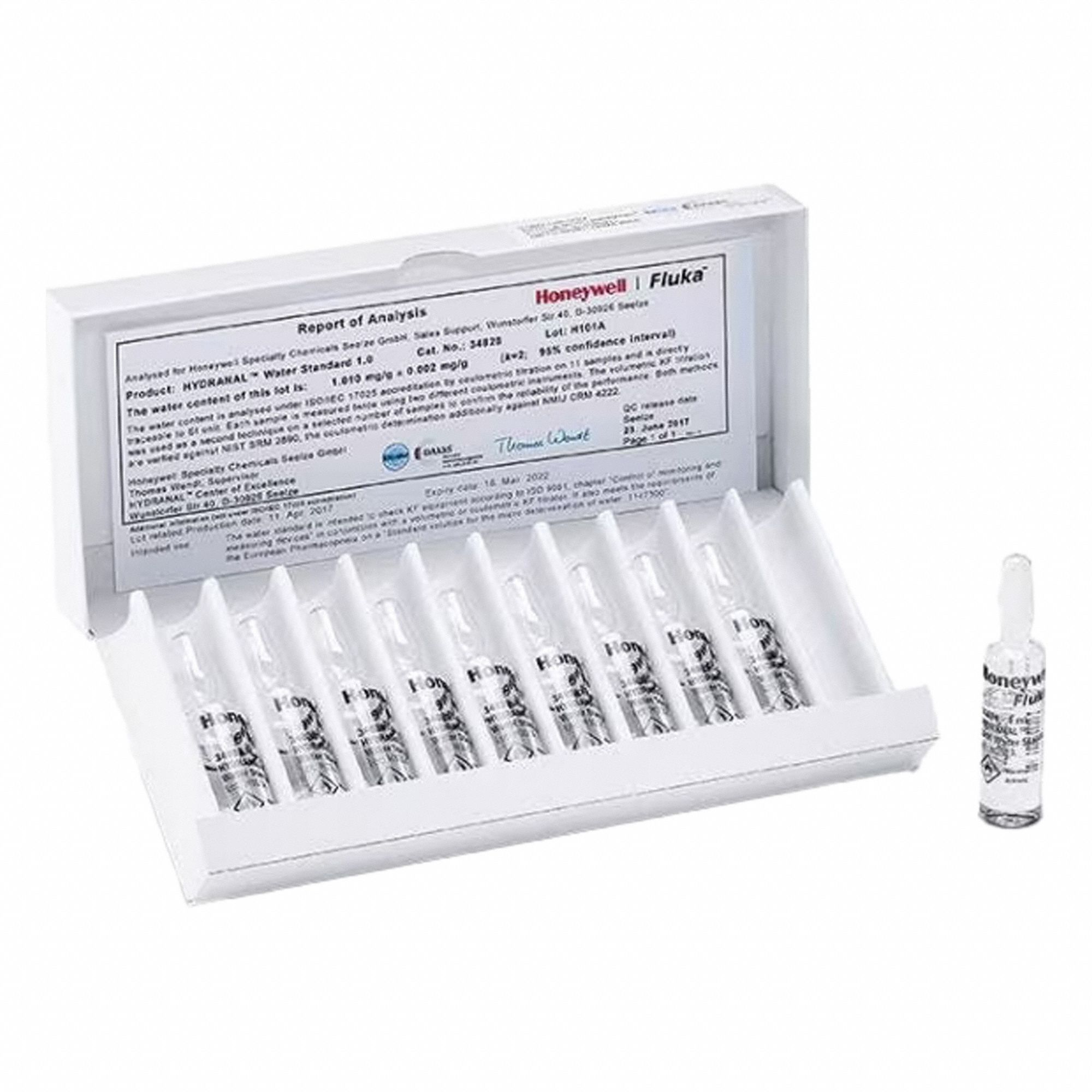 Hydranal - Water Standard 1.0: Lab, 40 mL, 100-66-3, Std, Liquid, Vial, Glass, 1