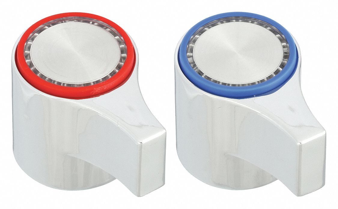 Handle: American Std, Lever Handle, Use with Hot/Cold Water Temp, Cast Metal, Chrome Finish, 1 PR