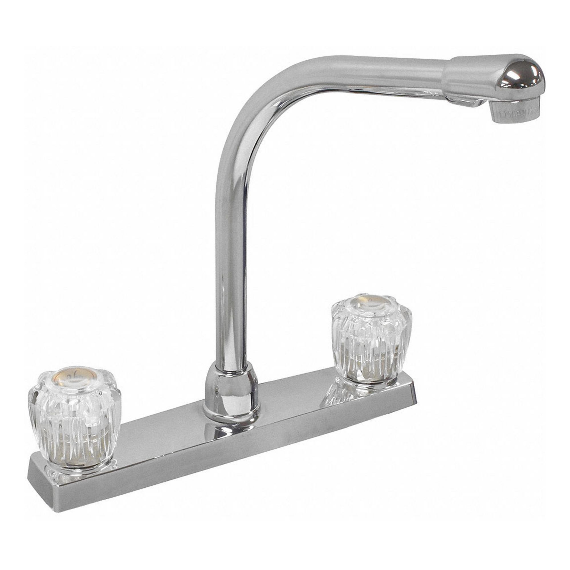 Straight Kitchen Faucet: Silver, Cast Brass, Centerset, Deck, 2 Mounting Holes
