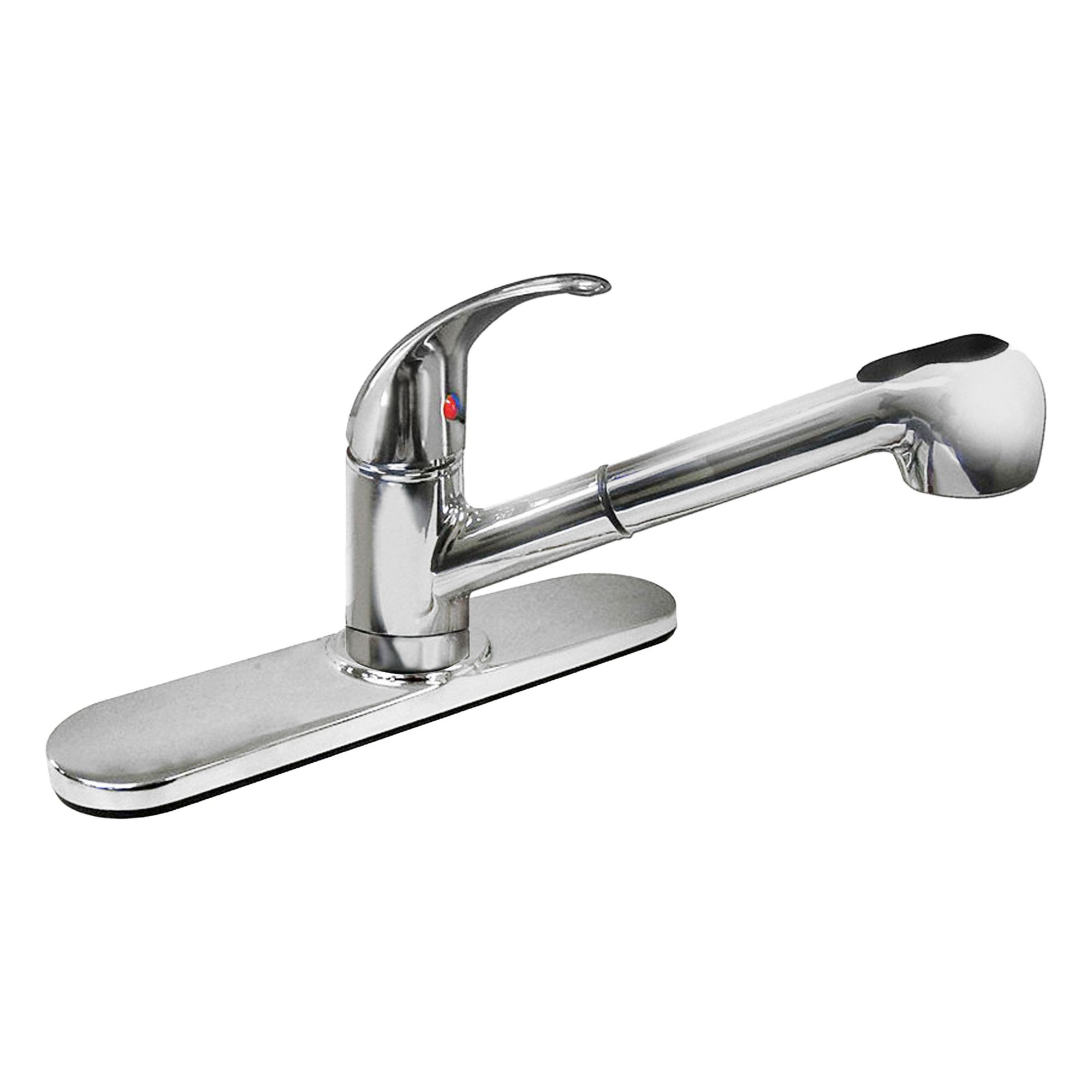 Low Arc Pull Out Kitchen Faucet: Gold, Cast Brass, Single-Post, Deck, Chrome, Metal