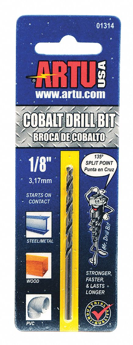 Jobber Bit,1/8 In.,Cobalt Steel