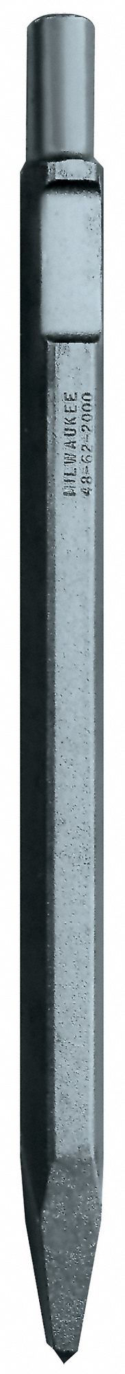 Breaker and Demolition Hammer Chisel: 13/16 in Head Wd, 18 in Overall Lg, 3/4 in Shank Dia