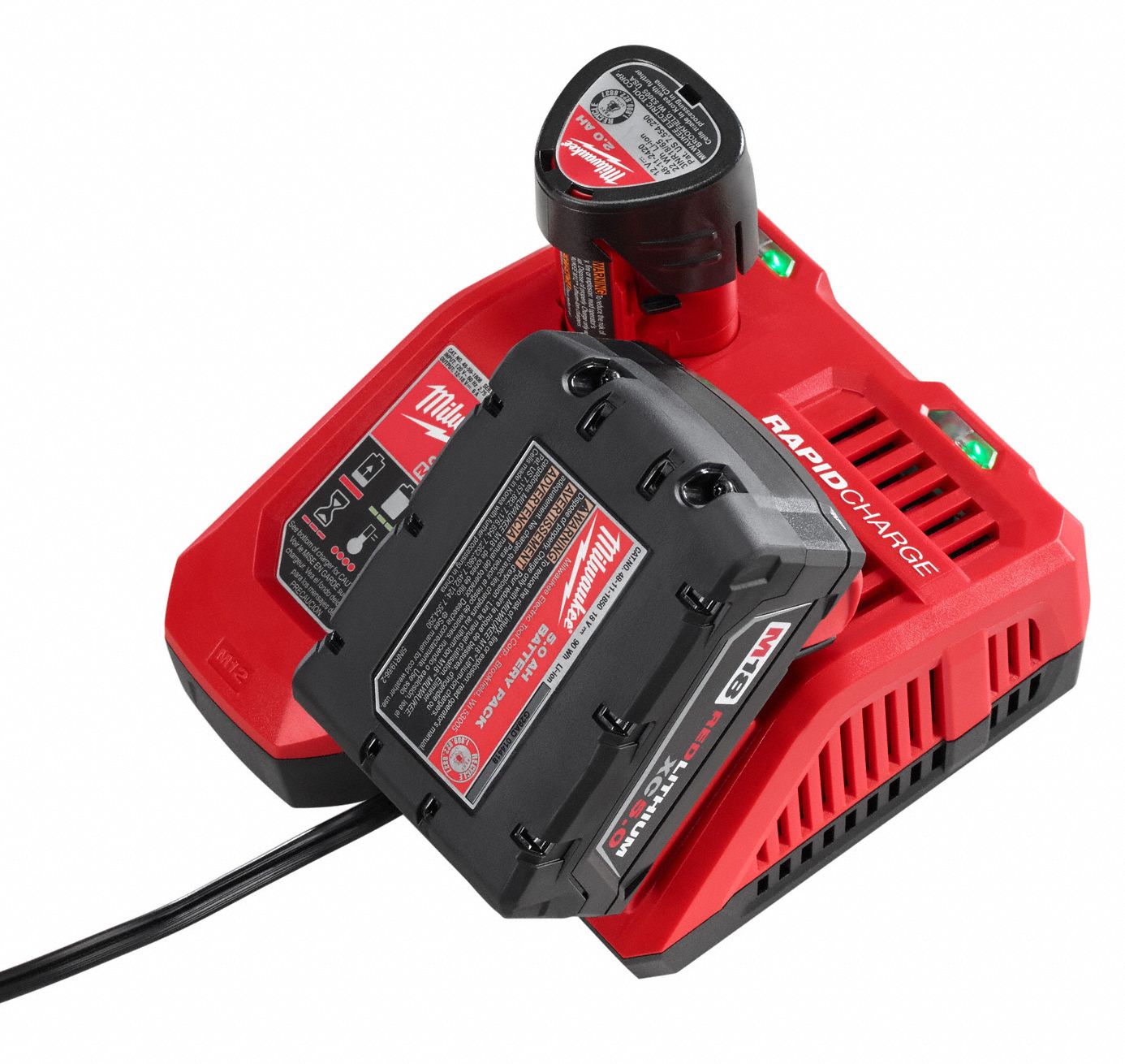 MILWAUKEE Battery Charger, 3.0 Ah Battery Capacity, Number of Ports 2