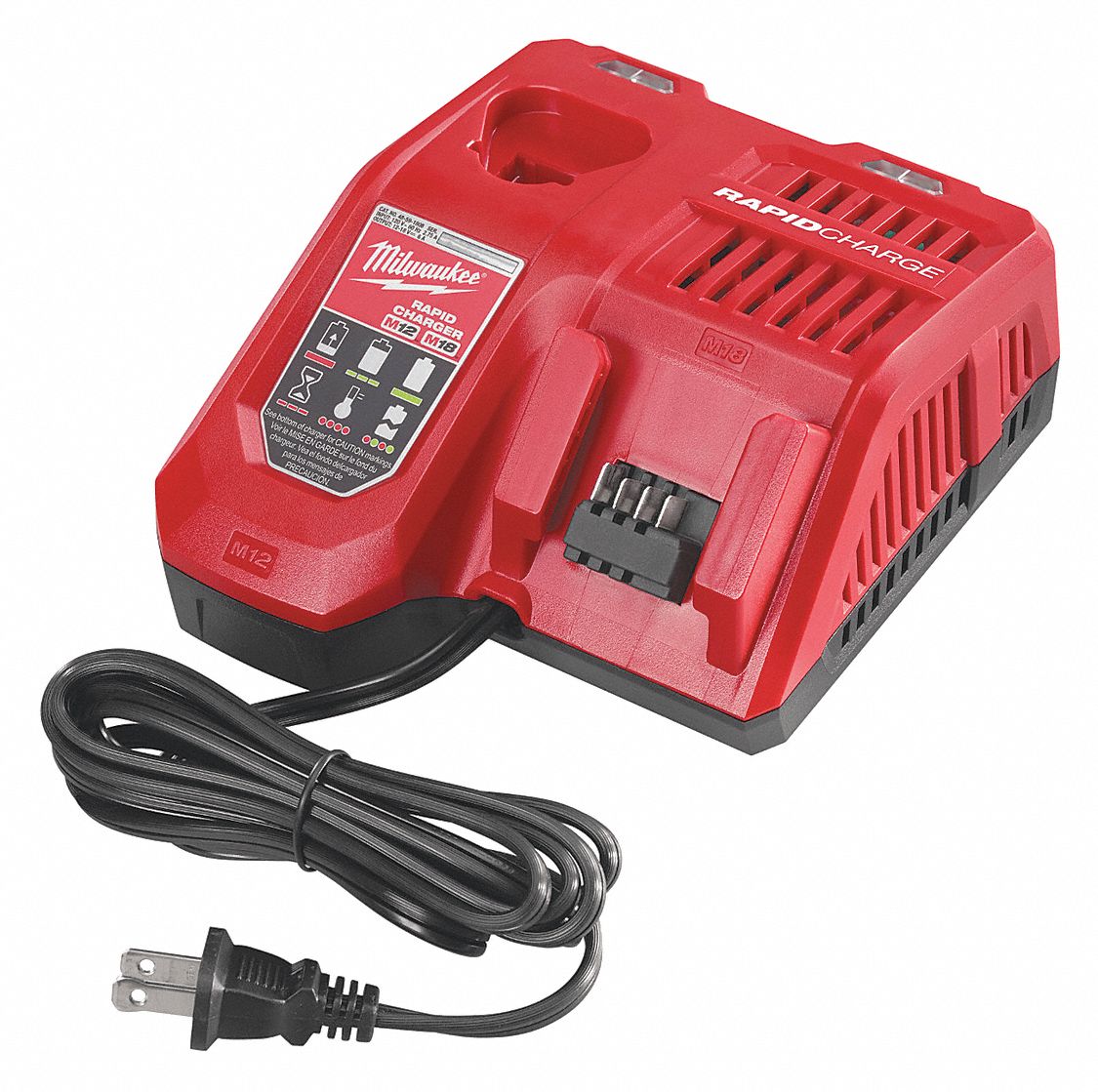 BATTERY CHARGER, 12V/18V, LI-ION, 2-PORTS, RAPID, 120V AC, SEQUENTIAL, 2-PRONG