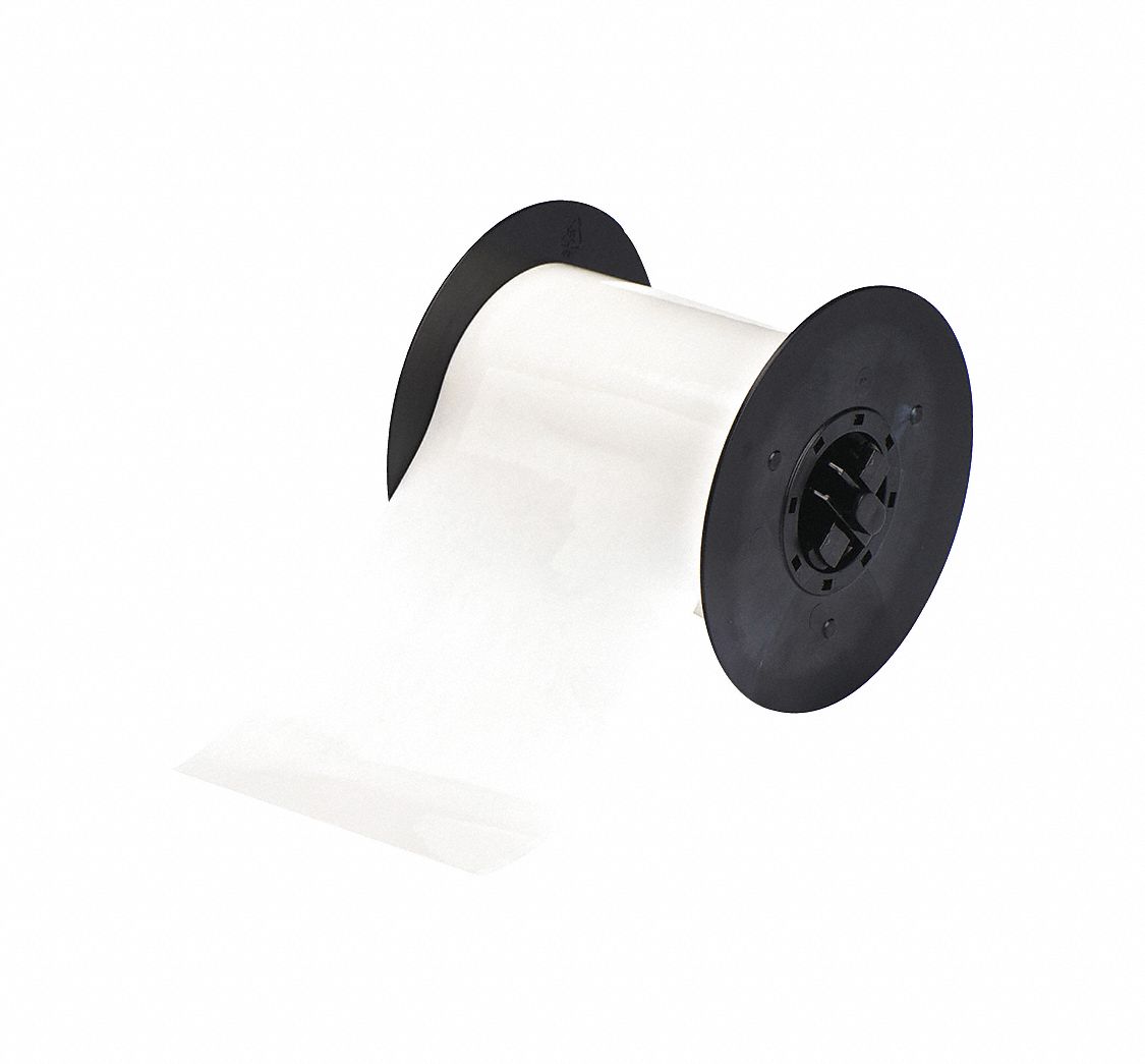 Continuous Label Stock: 4 in x 120 ft, Polyester, Clear (Gloss), Indoor
