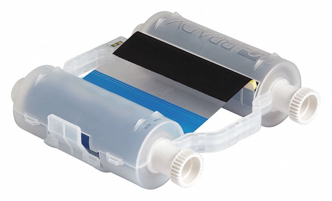Two-Color Printer Ribbon: 4 5/16 in x 200 ft, Black/Blue, Resin, R10000, 60 Panel Sets