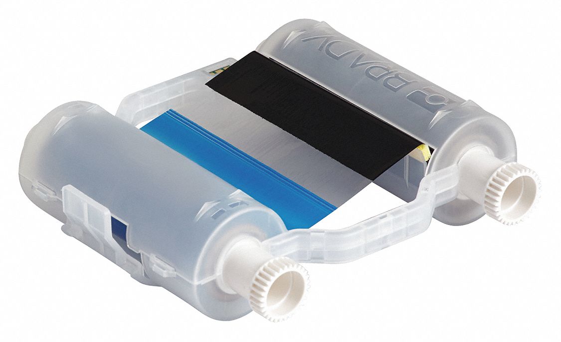 Four-Color Printer Ribbon: 4 5/16 in x 200 ft, Black/Blue/Red/Yellow, Resin, R10000, 30 Panel Sets