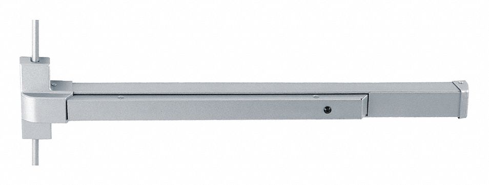 Surface Vertical Rod: 36 in Max Door Wd, Stainless Steel