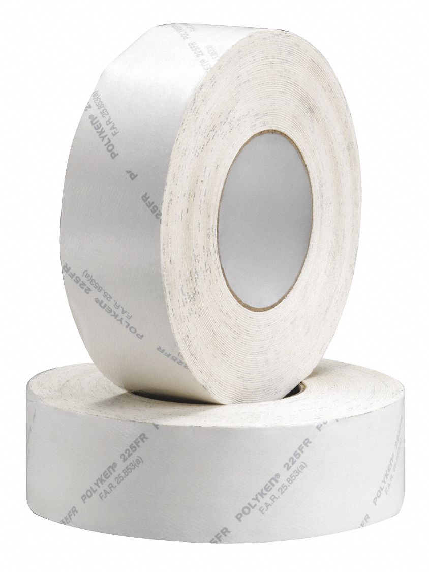 DUCT TAPE, FLAME-RETARDANT, POLYKEN, 225FR, STANDARD DUTY, 3 IN X 60 YARD, WHITE